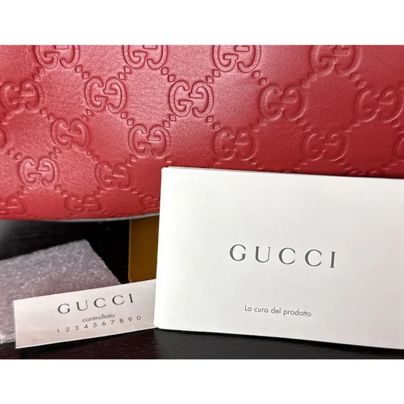 Gucci Guccissima Signature Apollo Red Leather Logo Bag Monogram Leather New - Picture 8 of 12
